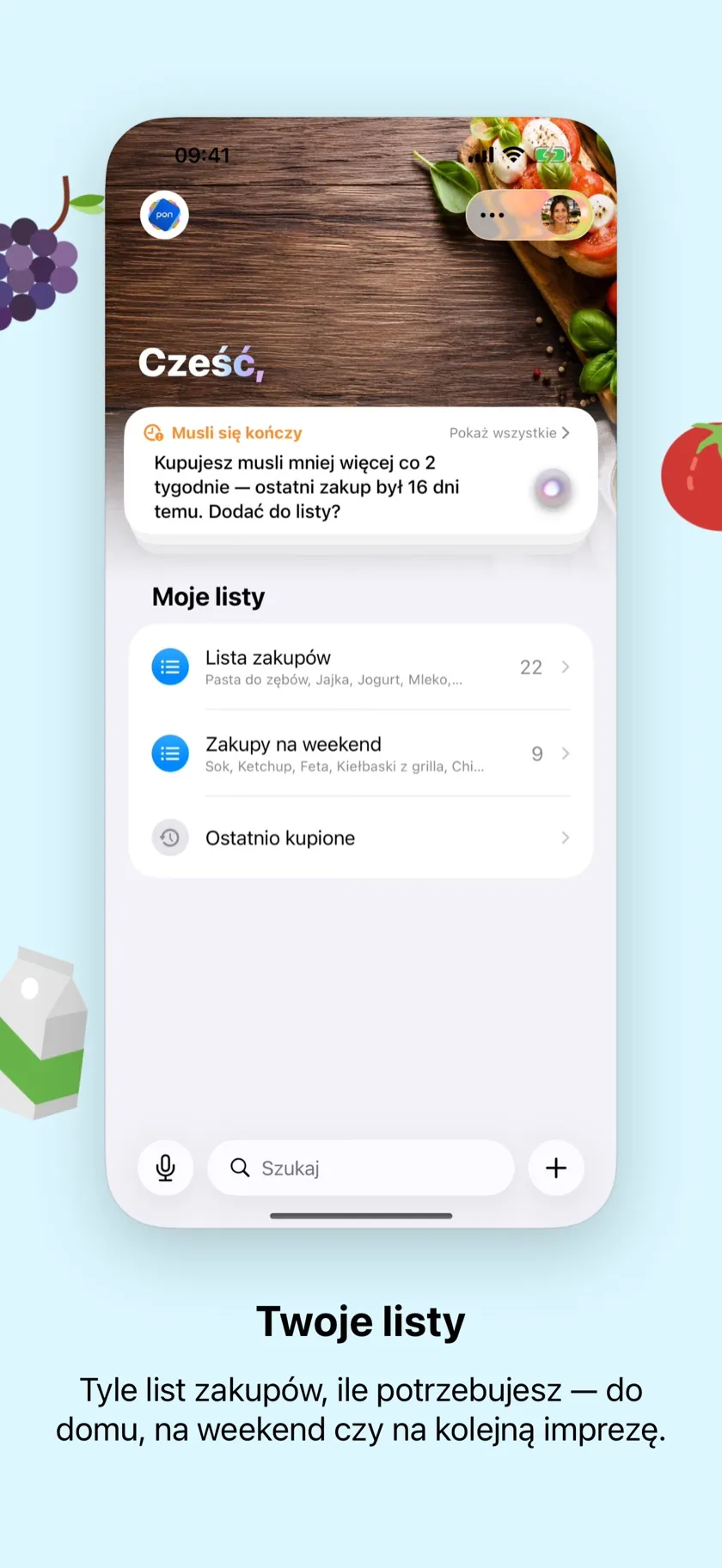 Przegląd list — ze zmieniającym się powitaniem